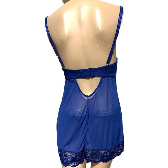 ADORE ME Size 30DDD Blue Underwired Lace Hem Babydoll Chemise Dress Sheer NWT - Picture 4 of 10